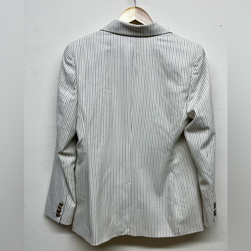 Lauren Ralph Lauren Women's Pinstripe-Print Straight-Fit Blazer - Cream Size 10 - Picture 9 of 14